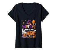 Women's Way to The Whiskey Halloween Witch Costume Drinker Women V-Neck T-Shirt