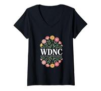 Womens WDNC We Do Not Care Club Garden Chapter Bloom Anyway V-Neck T-Shirt