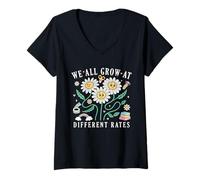 Womens We All Grow at Different Rates Back to School Teacher Gifts V-Neck T-Shirt