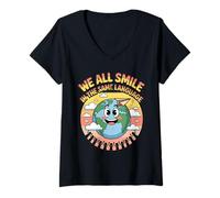 Womens We All Smile in The Same Language Multilingual Teacher V-Neck T-Shirt