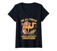 Women's We All Thrive Under Different Animal Uplifting Quotes Thrive V-Neck T-Shirt