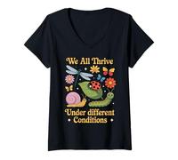Women's We All Thrive Under Different Animal Uplifting Quotes Thrive V-Neck T-Shirt