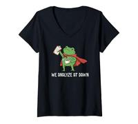 Women's We Analyze at Dawn Frog Funny RBT Autism SPED Teacher V-Neck T-Shirt