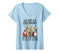 Womens We are All Different But in This School We All Play V-Neck T-Shirt