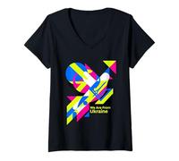 Women's We are from Ukraine Bauhaus Geometric Trident Pride V-Neck T-Shirt
