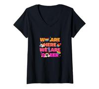 Womens We Are Here - We Are Queer V-Neck T-Shirt