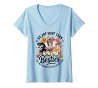 Womens We are More Than Besties Cute Cow Friends Funny Quote V-Neck T-Shirt