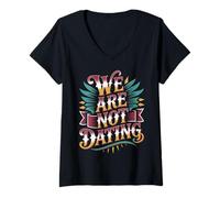 Womens We are Not Dating Situationship Denial Couple V-Neck T-Shirt