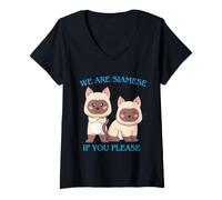 Women's We are Siamese if You Please Cat Cool Pet Quotes V-Neck T-Shirt