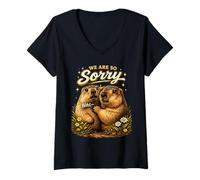 Women's We are So Sorry Groundhog Funny Sarcastic V-Neck T-Shirt