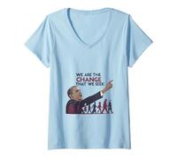 Womens We are The Change Inspirational President Obama V-Neck T-Shirt