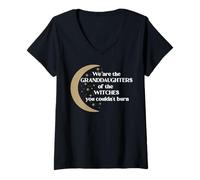 Womens We are The Granddaughters of The Witches You Couldn't Burn V-Neck T-Shirt