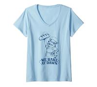 Women's We Bake At Dawn Bakery Bread Lover V-Neck T-Shirt