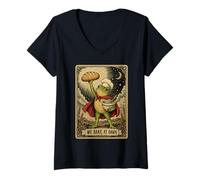 Women's We Bake At Dawn Frog Bread Lover Sourdough V-Neck T-Shirt