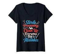 Women's We Clean Up Mistakes SPD Tech Sterile Processing Technician V-Neck T-Shirt