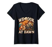 Women's We Cook At Dawn Woodland Animal V-Neck T-Shirt