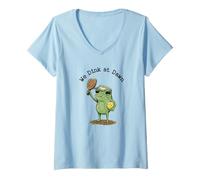 Women's We Dink at Dawn Grumpy Frog Pickleball Player V-Neck T-Shirt