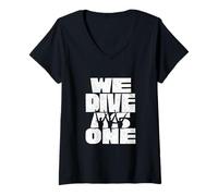 Women's We Dive As One Synchronized Swimming Synchro Swimmer V-Neck T-Shirt