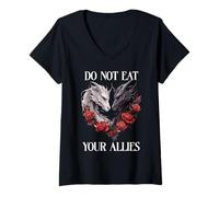 Womens We Do Not Eat Allies Dragon Book Lover Dark Romance Smutty V-Neck T-Shirt