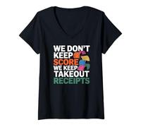 Women's WE Don't Keep Score WE Keep Takeout Receipts V-Neck T-Shirt