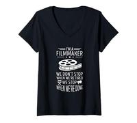 Womens We Don't Stop Filmmaking Cinematography Reel Filmmaker V-Neck T-Shirt