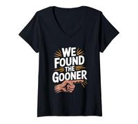 Womens We Found The Gooner, Funny Gen Z Brain Rot Meme Social Media V-Neck T-Shirt