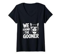 Womens We Found The Gooner, Funny Gen Z Brain Rot Meme Social Media V-Neck T-Shirt