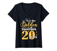 Womens We Golden Together 20 Years 20th Wedding Anniversary Married V-Neck T-Shirt