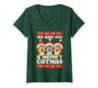 Womens We Hiss You a Meowy Catmas Funny Christmas Cats V-Neck T-Shirt