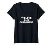 Women's We Love Our Customers Gratitude and Grateful V-Neck T-Shirt