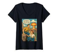 Womens We Made It Vintage Atomic Age Rock Climbing Comic Humor Joke V-Neck T-Shirt