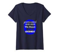 Women's We Need Zero Government and No Mind Control V-Neck T-Shirt