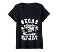 Womens We Outfoxed The Slots Jackpot Winner Funny Fox Pun His Hers V-Neck T-Shirt