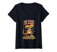 Women's We Pride At Dawn LGBTQ Kangaroo Rainbow Flag V-Neck T-Shirt