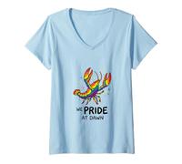 Women's We Pride At Dawn LGBTQ Lobster Rainbow Queer V-Neck T-Shirt