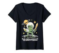 Women's We Read At Dawn Funny Space Frog V-Neck T-Shirt