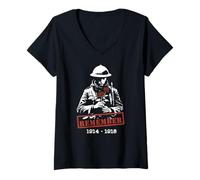 Womens We Remember 1914-1918 WW1 Soldier Remembrance V-Neck T-Shirt