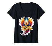 Womens We Rise Together Phoenix Fire Bird Rising Ashes Team Group V-Neck T-Shirt