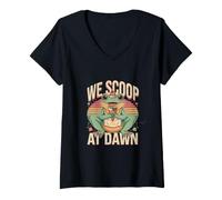 Women's We Scoop At Dawn Frog Ice Cream Sundae V-Neck T-Shirt