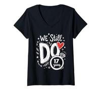 Women's We Still Do 17 Years Funny Couple 17th Wedding Anniversary V-Neck T-Shirt