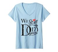 Womens We Still Do 17 Years Funny Couple 17th Wedding Anniversary V-Neck T-Shirt