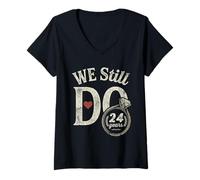 Women's We Still Do 24 Years Funny Couple 24th Wedding Anniversary V-Neck T-Shirt