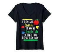 Women's We Teach Them The Way They Learn Special Education V-Neck T-Shirt