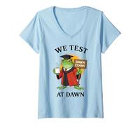 Women's We Test At Dawn Exams Frog Test Day Coordinator V-Neck T-Shirt