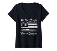 Womens We The People Means Everyone Pro LGBTQ Equality Gay Pride V-Neck T-Shirt