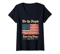 Womens We The People Rejecting Kings Since 1776 Independence Day V-Neck T-Shirt