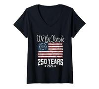 Women's We The People US American Flag 250 Years 2026 V-Neck T-Shirt