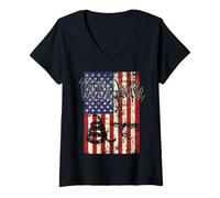 Women's We The People USA Flag 4th July Cool Independence Day V-Neck T-Shirt