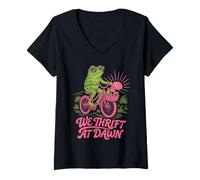 Women's We Thrift At Dawn Antiques Frog Goose Lover V-Neck T-Shirt