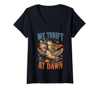 Women's We Thrift At Dawn Antiques Frog Goose V-Neck T-Shirt